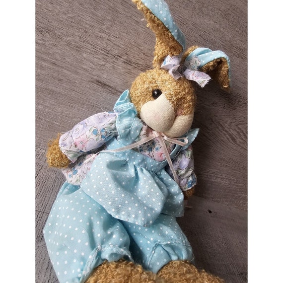 Vtg Bunny Rabbit Plush Stuffed Bunny Blue Dress 1990s Shelf Sitter Country  Decor - Etsy
