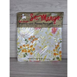NOS St. Marys Twin Flat Sheet Mayfair Floral 70-tals 72 X 104" Flerfärgad SU1