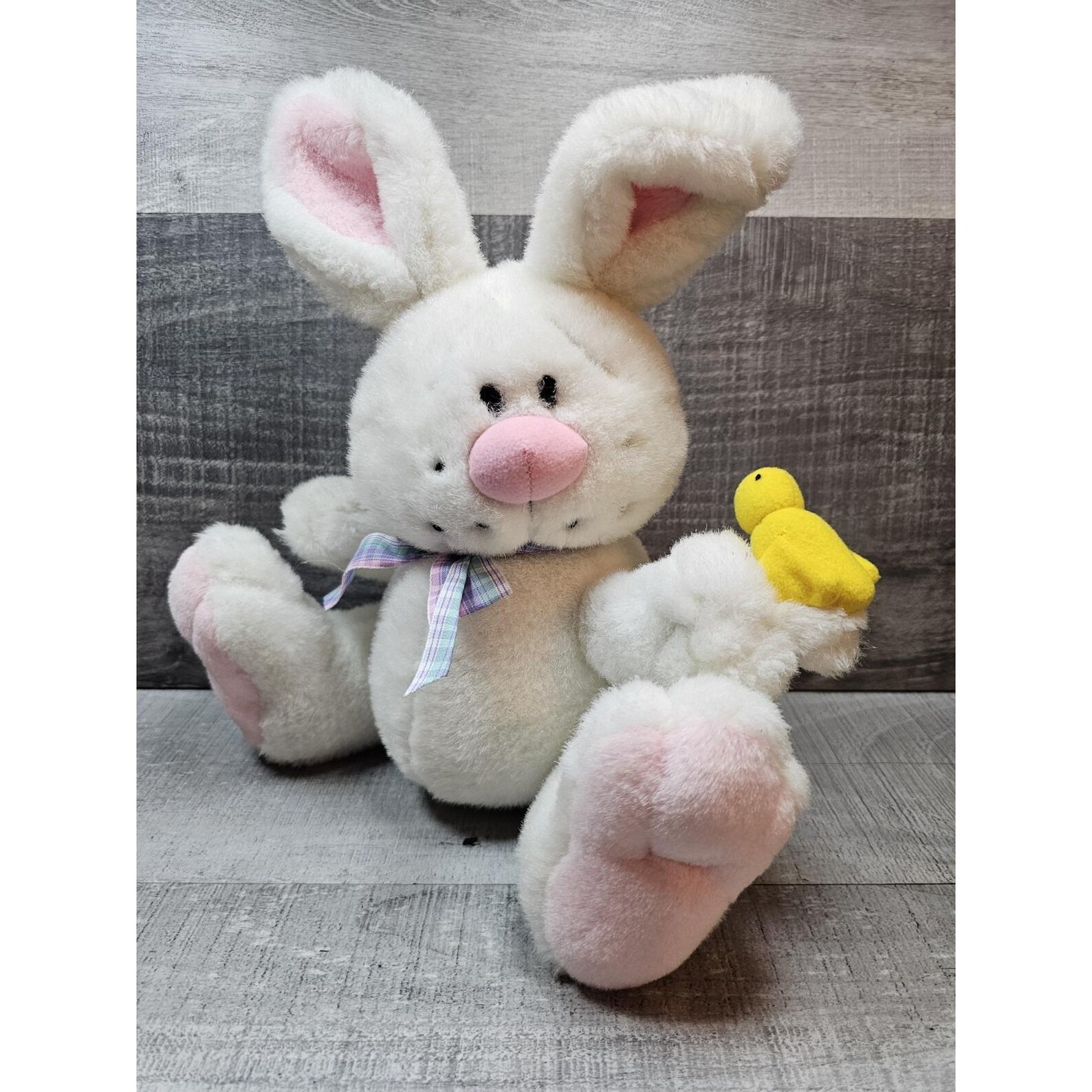 Russ Rabbits Vintage Russ Berrie White Bunny Rabbit With Yellow Bird Plush Stuffed ...
