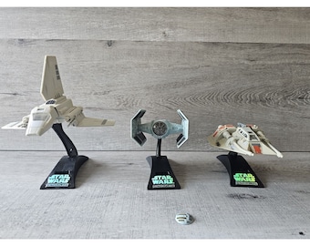 Micro Machines Star Wars Action Fleet Rebel Snowspeeder TIE Fighter + w Stands