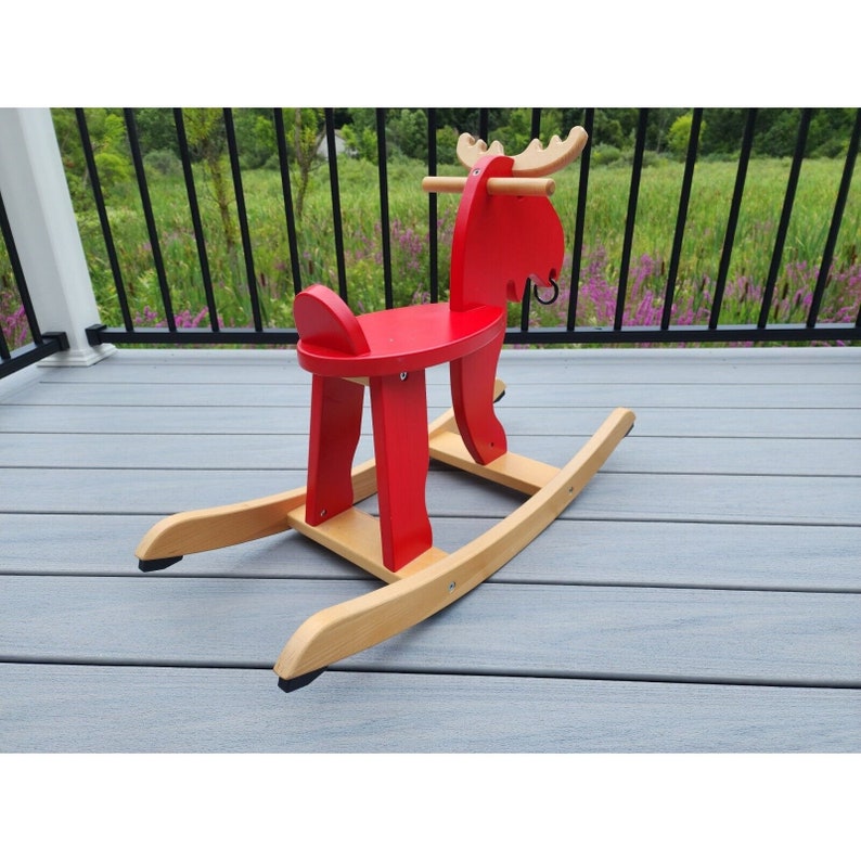 Ikea EKORRE Solid Wood Children Toy Red Rocking Moose Horse Etsy