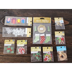 Lote de pegatinas para álbumes de recortes - Jolee's RETIRADO - Navidad, Medias + NUEVO #13