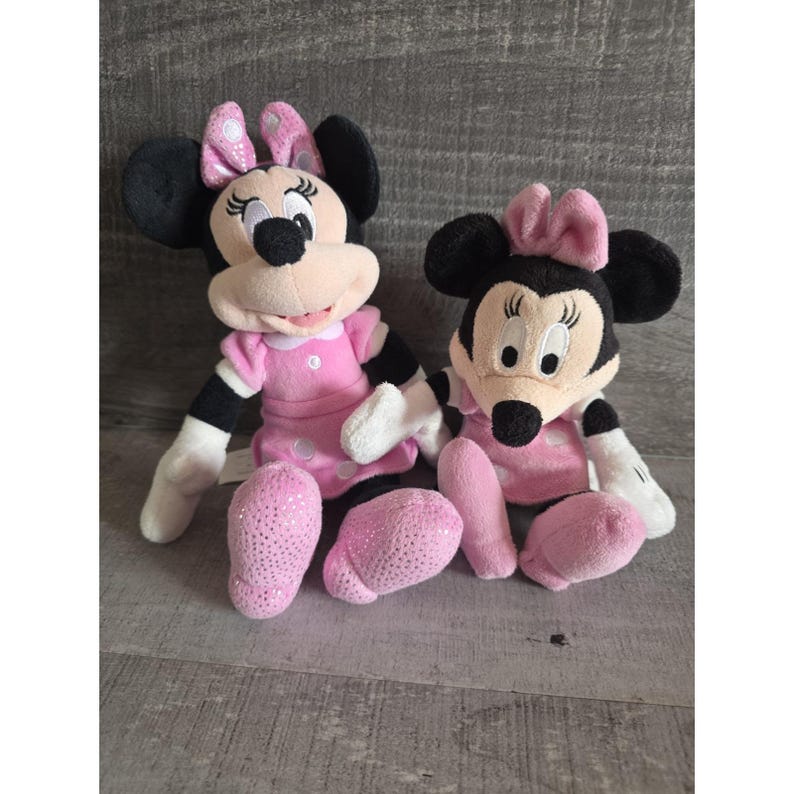 Disney Minnie Mouse Lot Stuffed Plush Pink Animal Toys 8” And 10" g41 image 1