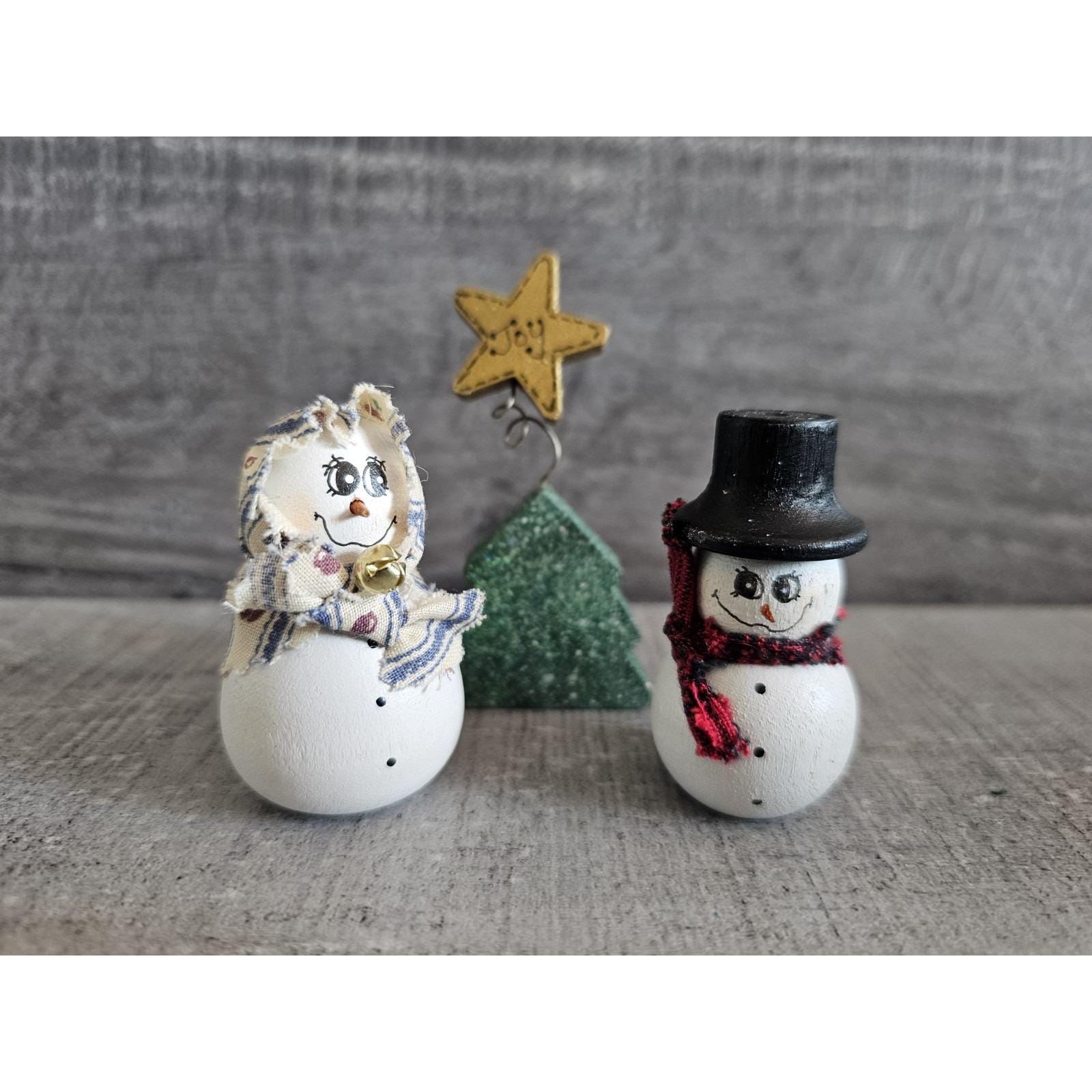 ヴィンテージ木製フロスティ・ザ・スノーマンファミリークリスマス