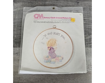 Broderie Crewel Vintage Paragon "Try A Little Kindness" #0512 – Années 70, 24x19