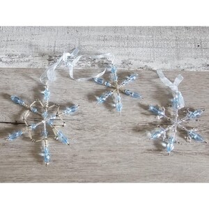 Hallmark Beaded Snowflakes Aqua Blue Frostlight Faeries Ornaments 2001 G23c