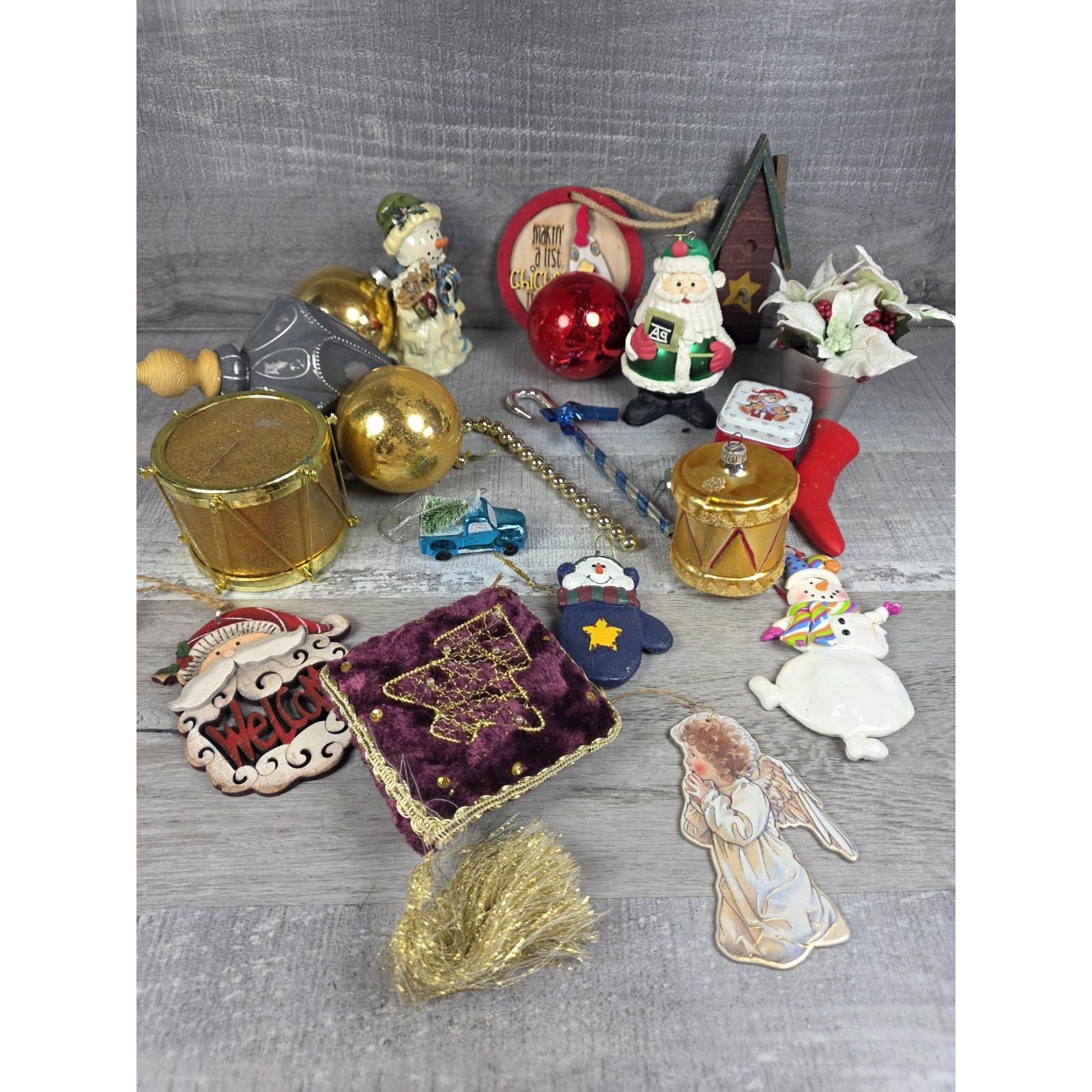 ヴィンテージクリスマスオーナメントセット（ガラス、樹脂、磁器、布製