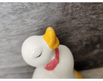 ヴィンテージ木製鳥ミニマグネットフィギュアと陶器製アヒルとカモメの