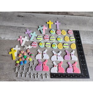 LOT d'embellissements 3D de carnet de cartes de bricolage de scrapbooking - oeufs de lapins de croix de Pâques