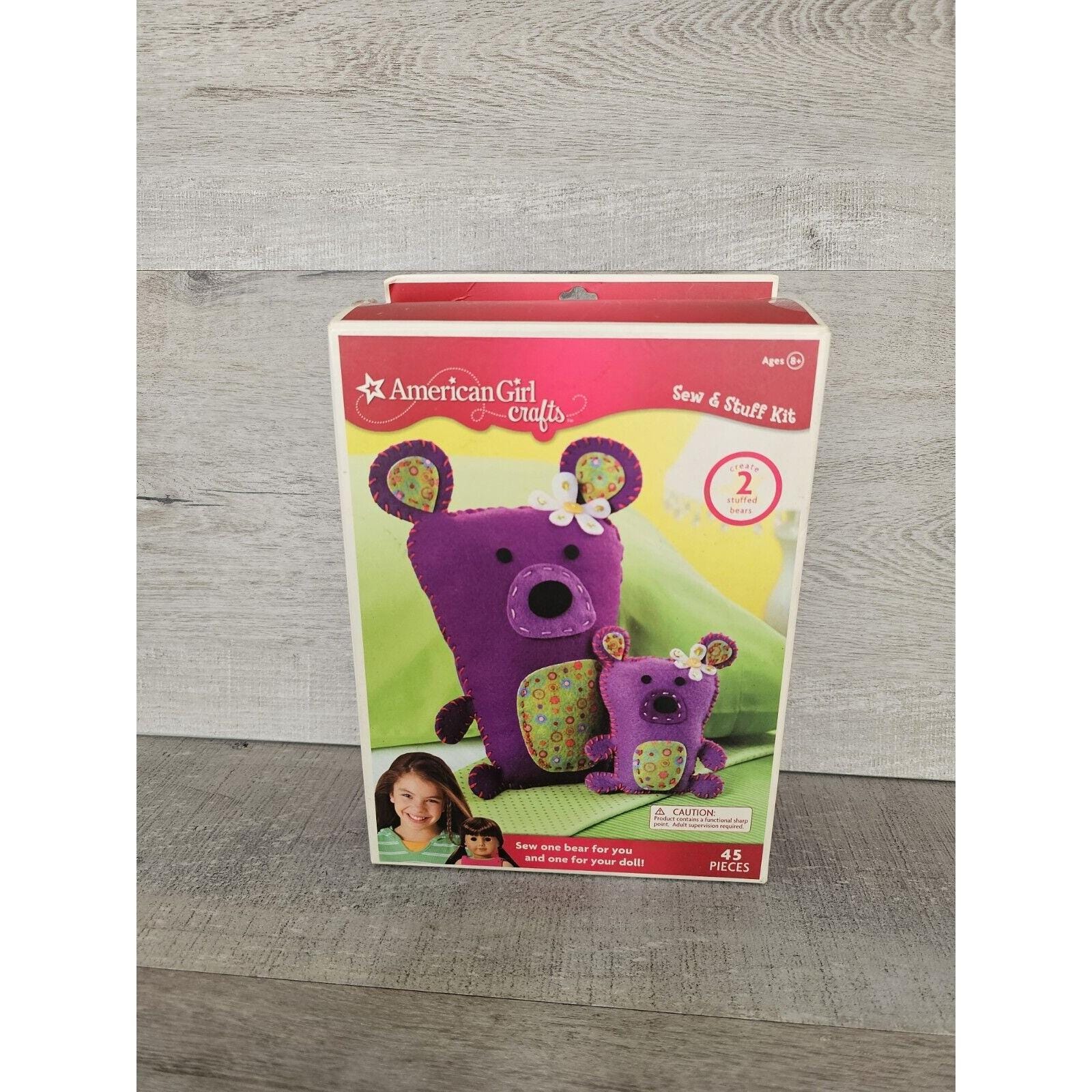 American Girl Sew Stuff Craft Kit Purple Felt Teddy Bears New in - Main Image