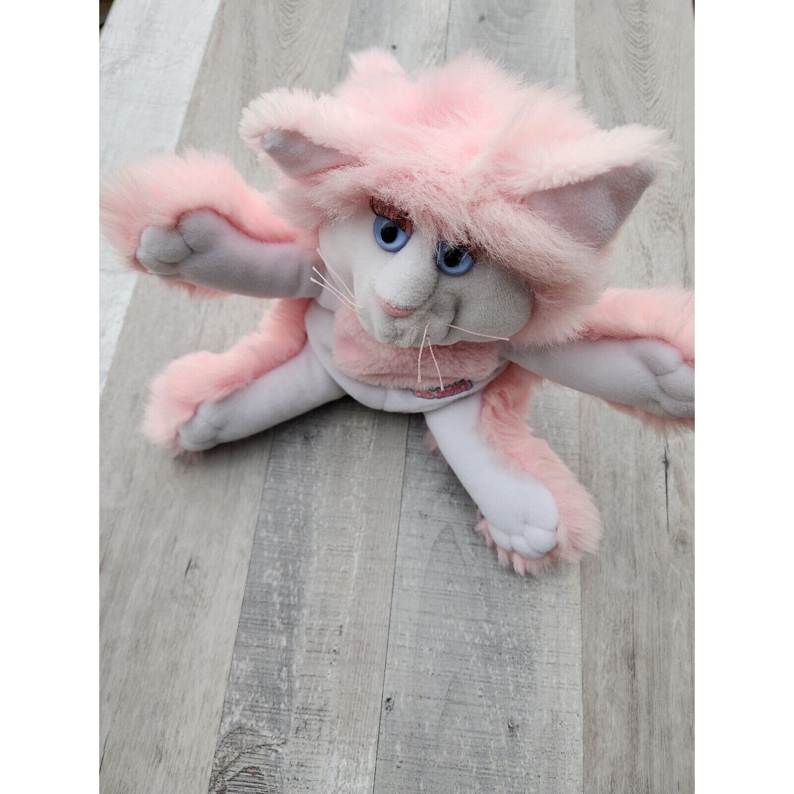 Vintage 1988 80's Purr-tenders plush white fuzzy kitty with