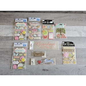 Lote de pegatinas: árbol genealógico, abuela, mamá, álbumes de recortes, pegatinas 3D, Jolee's RARE #20