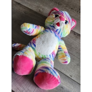 Build A Bear Rainbow Tiger Striped Cat Tiger 2017 Plush Stuffed Animal Toy 16&quot;