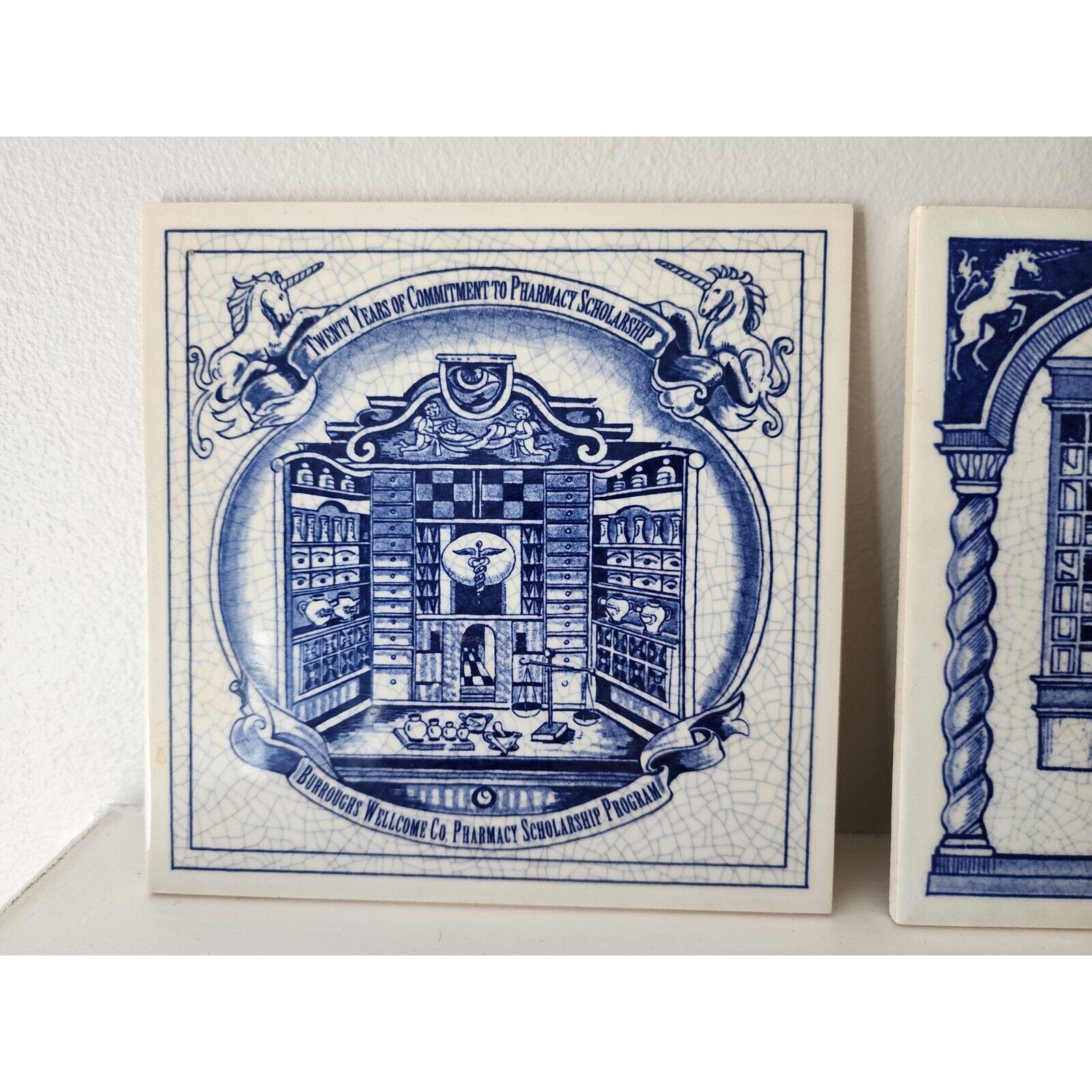Visual Reference: Royal Delft 17Th Century Apotheek Apothecary Tiles No Box Euc