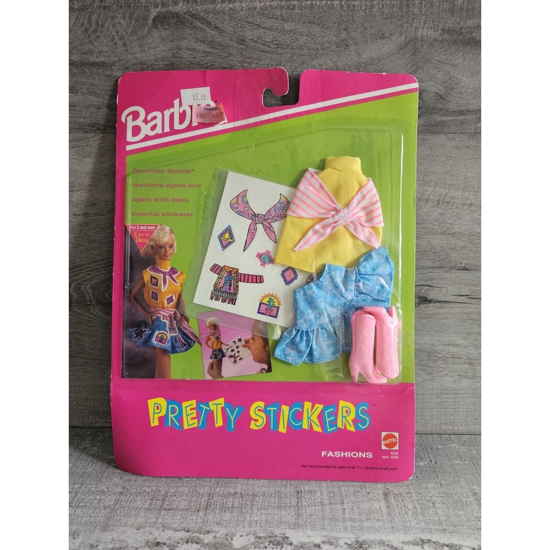VTG Barbie Pretty STICKERS Fashion Outfit 4538 Jean Skirt - Etsy