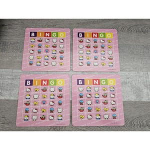 Hello Kitty Big Roll Bingo Game Sanrio REMPLACEMENT 4 cartes de bingo uniquement