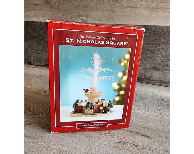 St. Nicholas Square Village Collection Fiber Optic Fountain Mint in Box