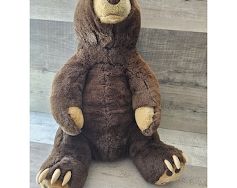 Vintage jaren 80-carrousel van Guy XL pluche grote bruine beer teddybeer 27" zittend