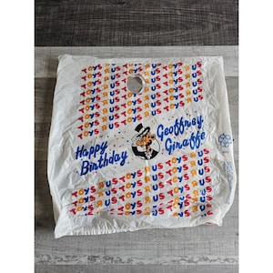 Vintage Toys R Us Large Plastic Shopping Bag 19&quot; X 19” Geoffrey Happy Birthday!