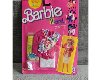 Ensemble tendance Barbie Weekend Collection Haut, jupe, chaussures, manteau 1988 NRFP