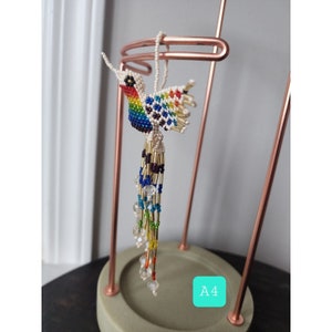 Huichol Portachiavi colibrì con perline Uccello di arte popolare messicana 6&quot; Acchiappasole A4