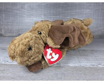 TY Classic Plush Moose MORTIMER Laying 15" Brown Floppy Vtg Cabin Decor 1995 g72
