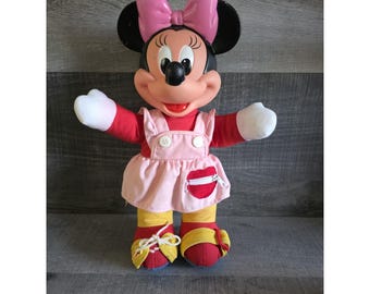 Vintage Mattel Walt Disney Minnie Mouse Learn to Dress Me-pop 15" pluche speelgoed g26
