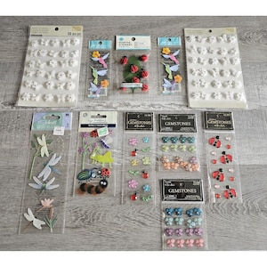 Lote de pegatinas de flores para álbumes de recortes, pegatinas 3D, mariposa colibrí, RARE HTF #104