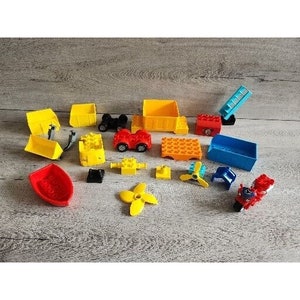 Mixed Lot Of Lego DUPLO Vehicle Parts - Costruction Cars, Trucks, Loading Chute