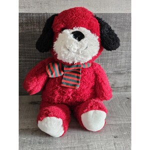 Commonwealth Red Puppy Dog Plush 11&quot; Stuffed Animal Pink Green Bow Sits