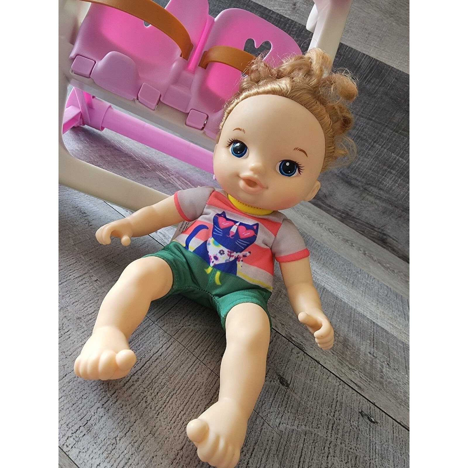 Baby Alive Push N Kick Twin Stroller With Baby Girl Curly