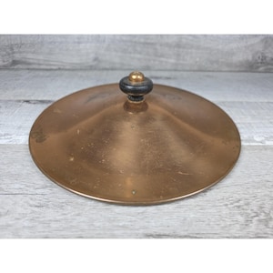 Lock i vintagekoppar med träknopp, 25 cm, rustikt köksredskap, g33