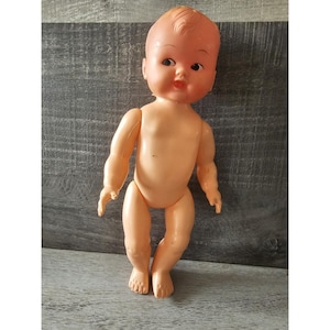 Vintage Boy Doll Made in Hong Kong Plastic Toy 10&quot; Drink And Wet