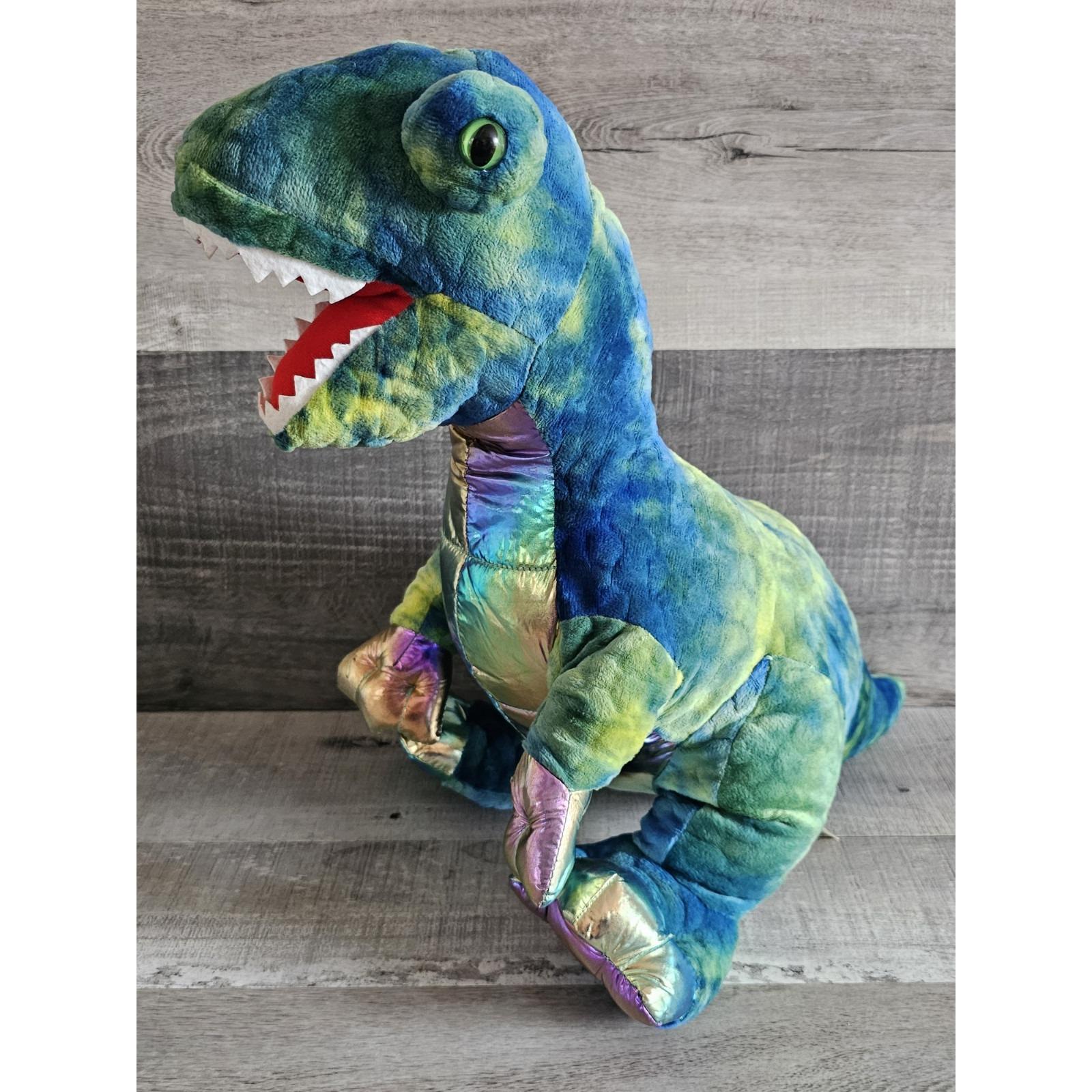 Dan Dee Vinyl Iridescent Blue Green Plush T-rex Dinosaur 18