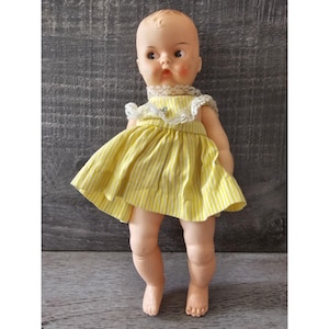 Vintage Drink And Wet Vinyl Baby Doll Molded Hair Made In Japan 8&quot; C.P.N