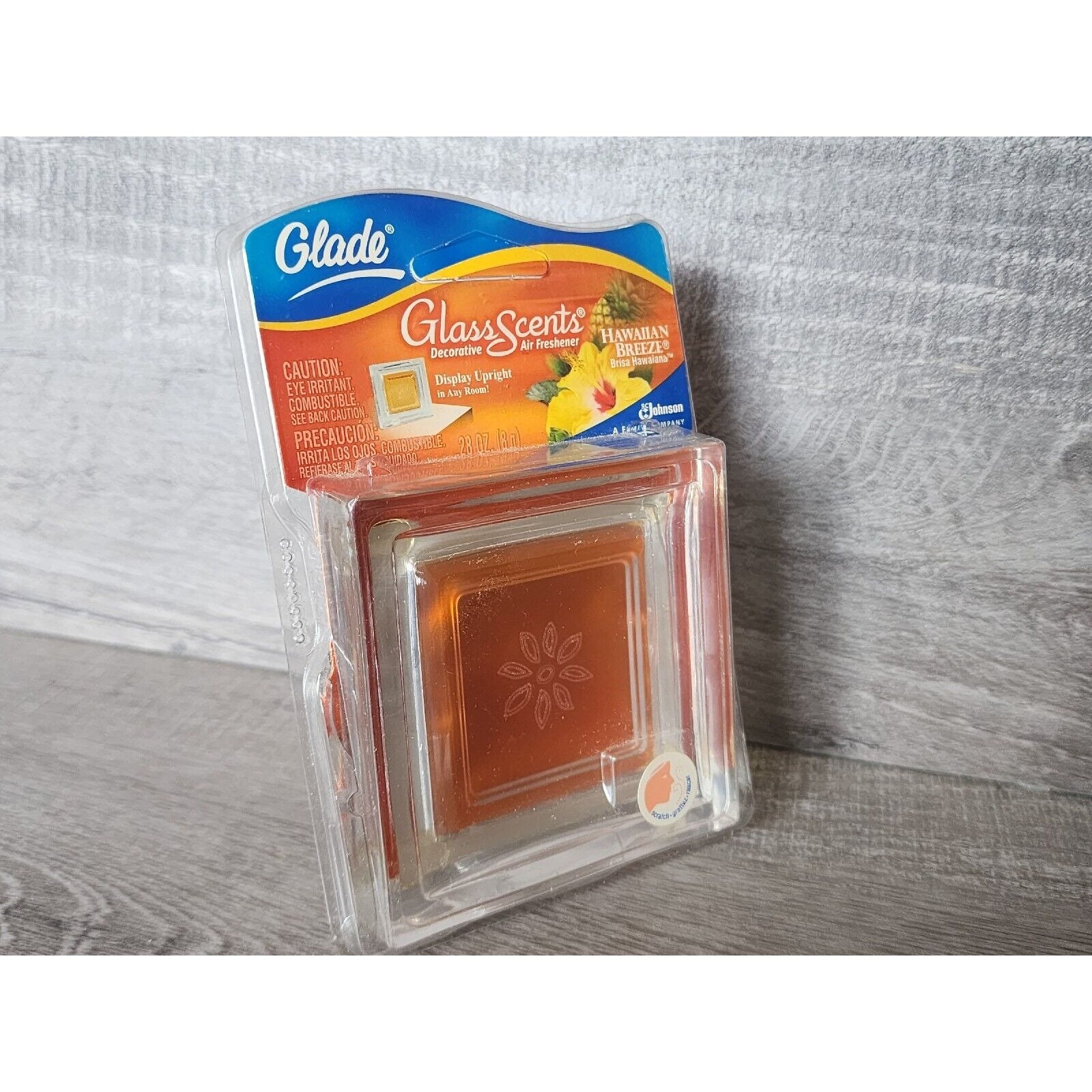 Glade Glass Scents Decor Hawaiian Breeze Air Freshener Vintage NOS New