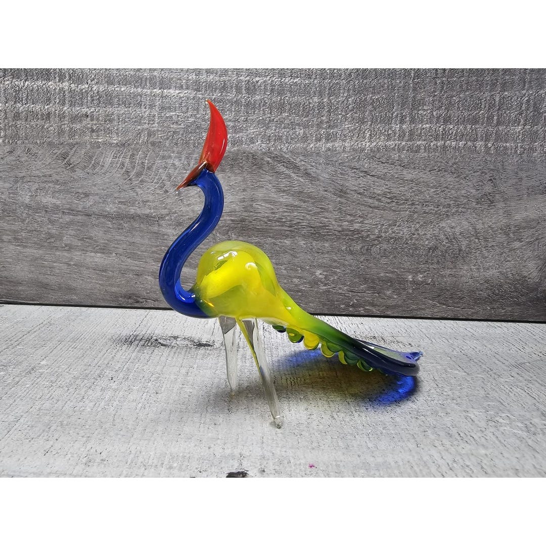 ムラーノアート 吹きガラス 鳥 ヴィンテージ 置物 孔雀 キジ 3.5x4.5