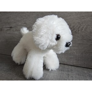 Vtg White Scruffy Puppy Plush Shaggy 6&quot; Dog Stuffed Animal RARE Bichon Frise