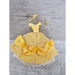 2005 Disney Beauty & the Beast Belle Real Fabric Yellow Gown Hanger Ornament #75
