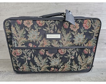 Vtg JORDACHE Floral Tapestry Luggage Overnight Bag Duffel Travel Mary Poppins