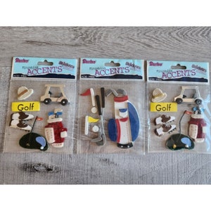 NEUE 3D Golf CLUBS CART Scrapbook Aufkleber Verzierungen im Ruhestand Darice New #40