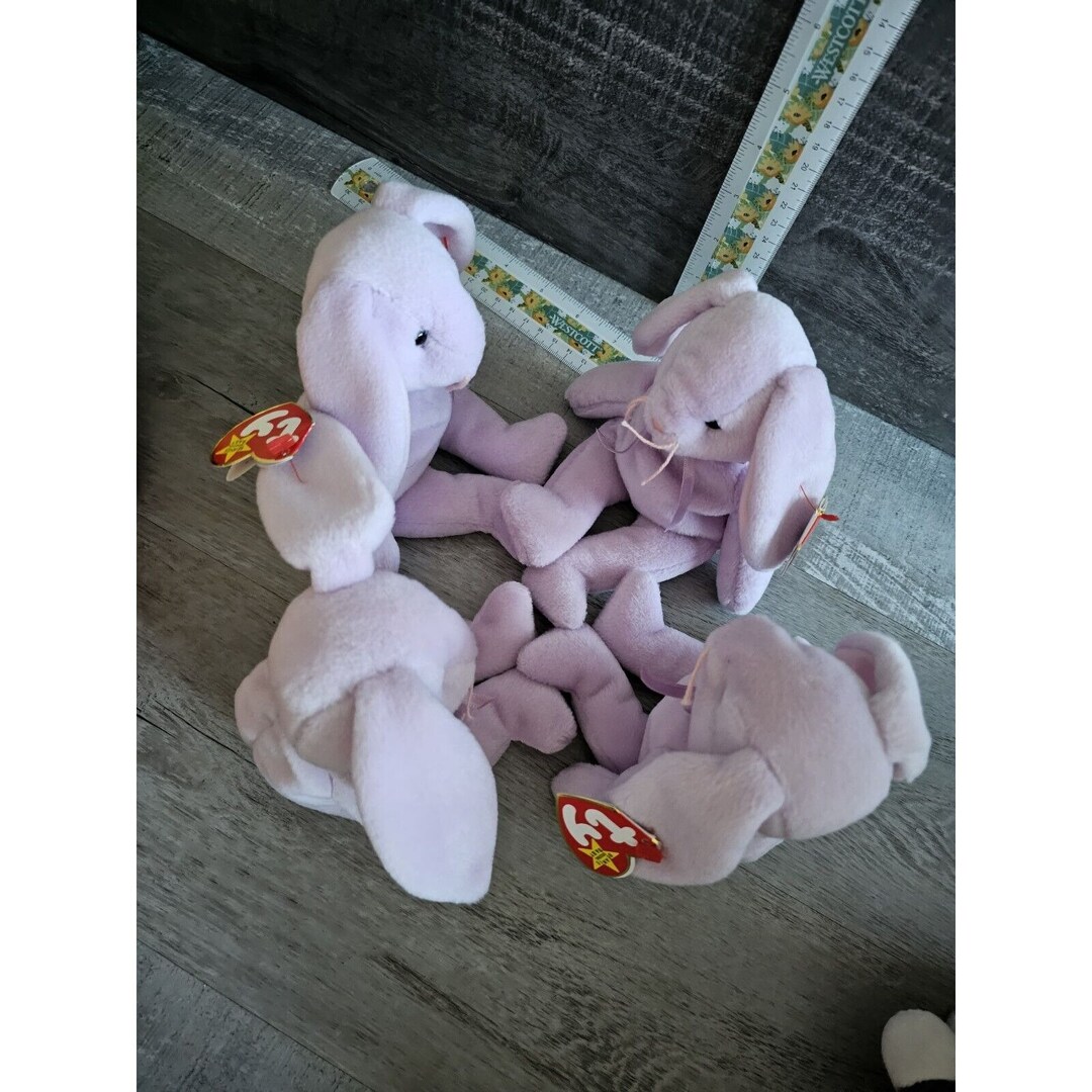 RARE TY Beanie Babies Floppity the Purple Rabbit Retired Wtags Original ...