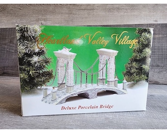 Christmas Village Heartland Valley Village Deluxe Porcelain Bridge -Stone Chains