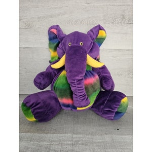 Vtg Stuffins Elephant Monster Purple Rainbow 16&quot; Stuffed Animal Toy Rainbow