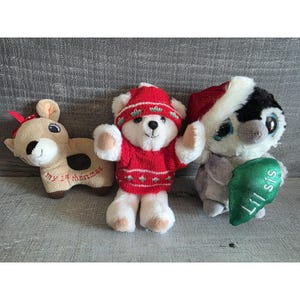 Russ Stuffed Teddy Bear White Holiday Sweater 7” Plush Christmas Lot G31