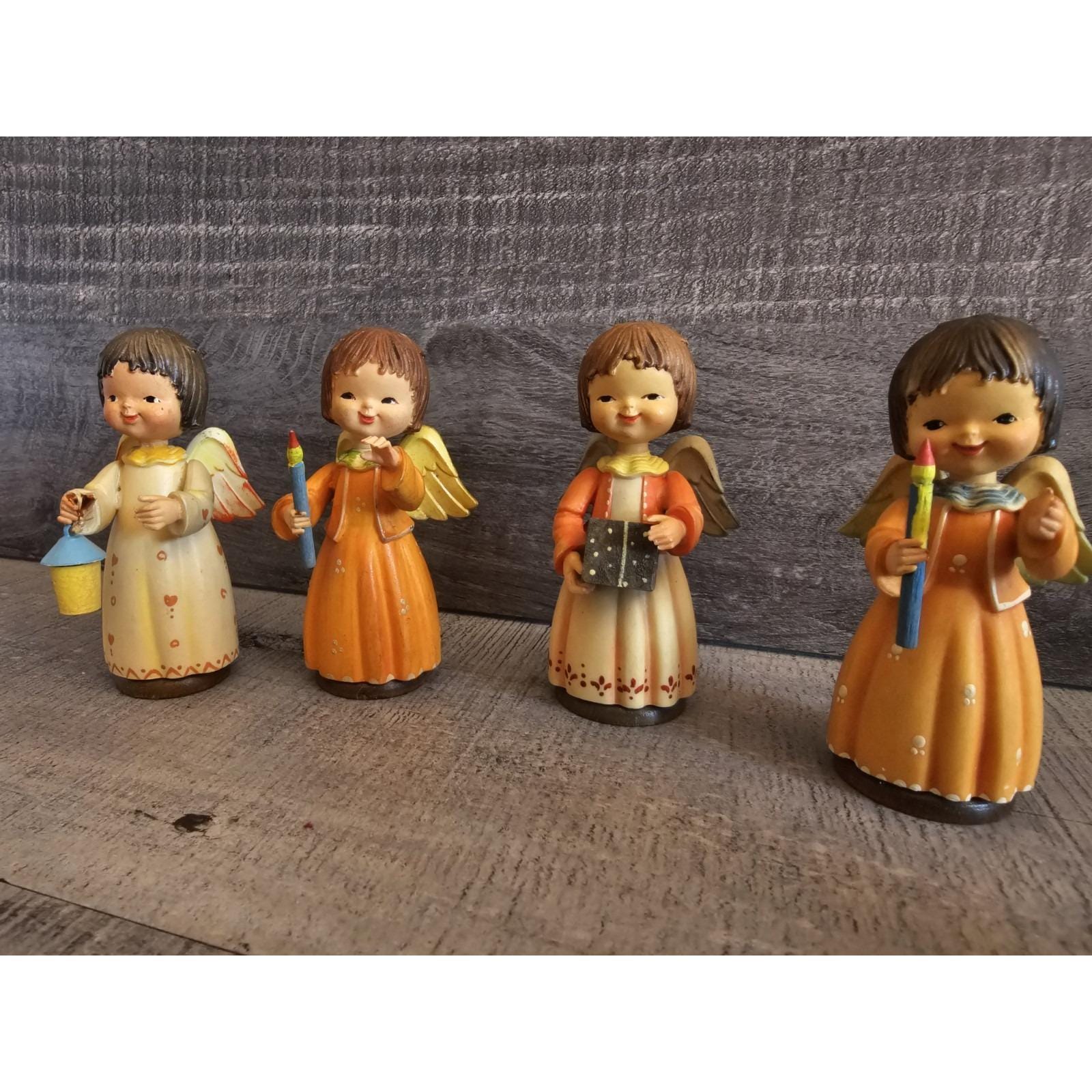 Vintage Anri Angel Choir Girl Figurines Wood Conductor Gift
