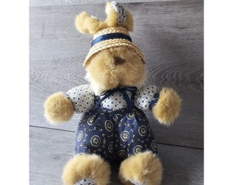 Vintage Play by Play Easter Bunny Rabbit Plush 9" Stuffed Animal Blue Outfit
