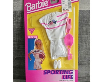 VTG BARBIE Sporting Life Tennis 862 Fashions Outfit Rose Raquette 1992 Neuf