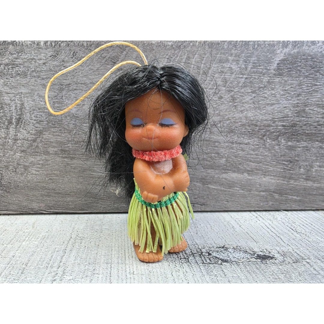 Vtg Hawaii Mini Hula Girl Doll Vinyl Grass Skirt Blow Mold 3