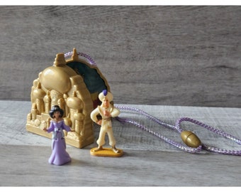 Vtg Polly Pocket Aladdin Once Upon A Time Disney Jasmine Aladdin Figures